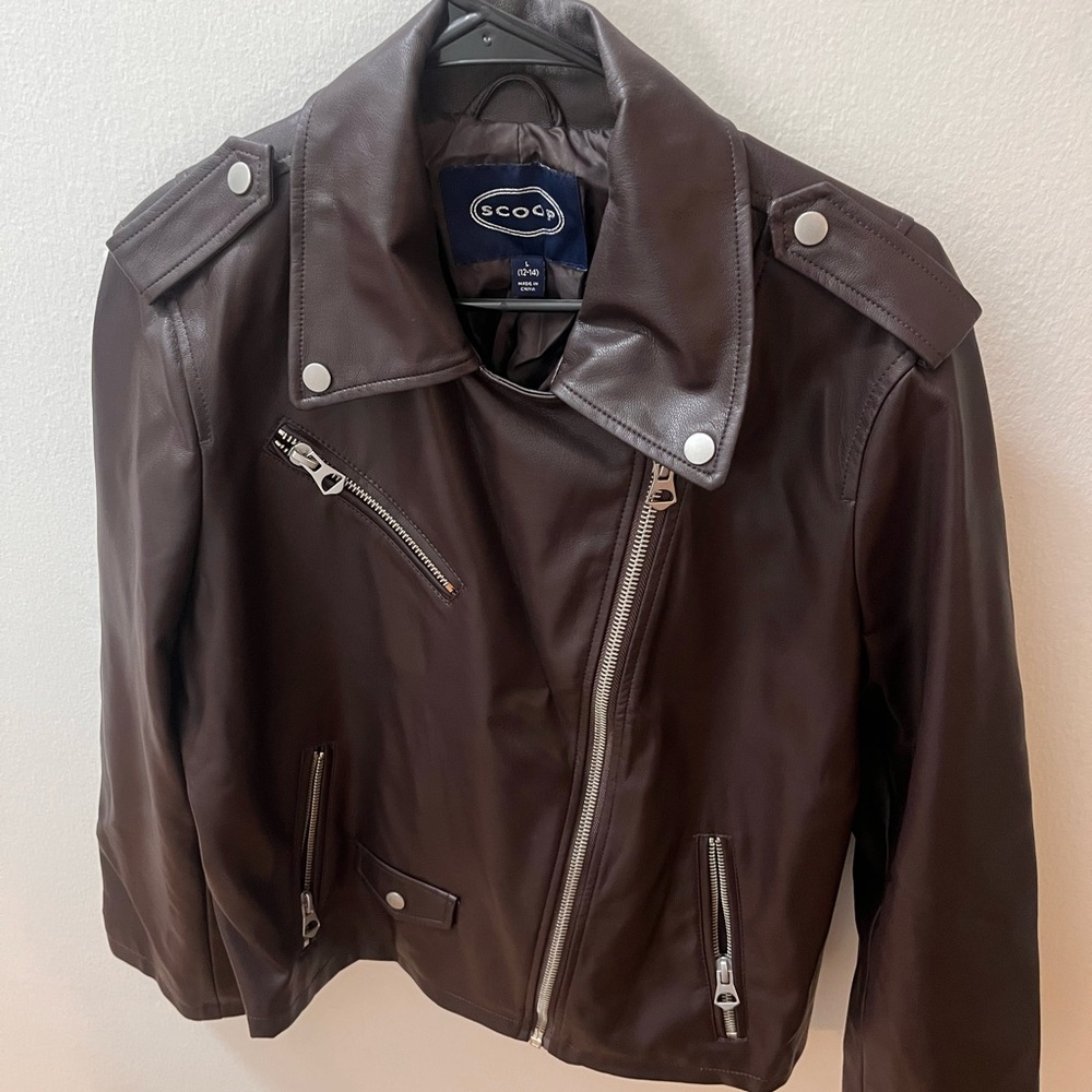 SCOOP Women's Maroon Leather Jacket